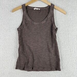 Faherty Miramar Linen Organic Cotton Rib Tank Women's S Brown Sleeveless $148